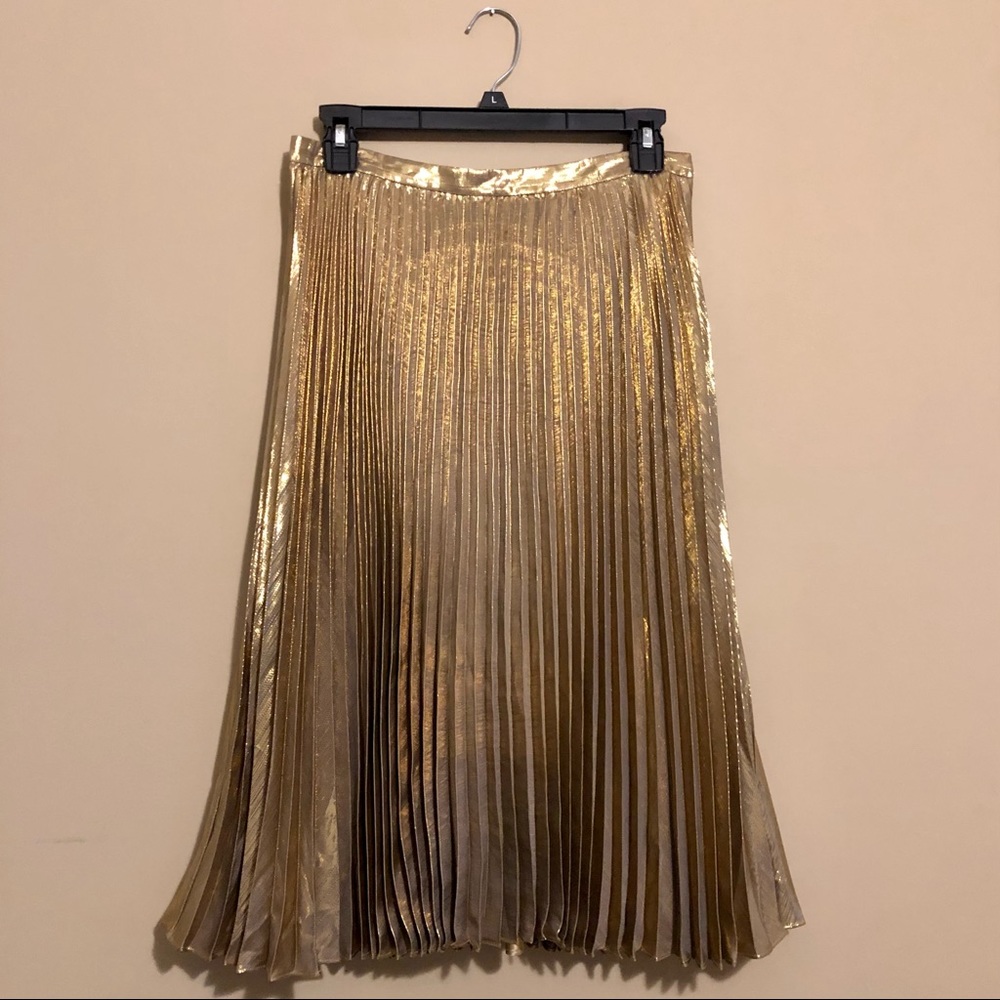 Anne Klein Women’s Pleated Skirt Gold Metallic 6P